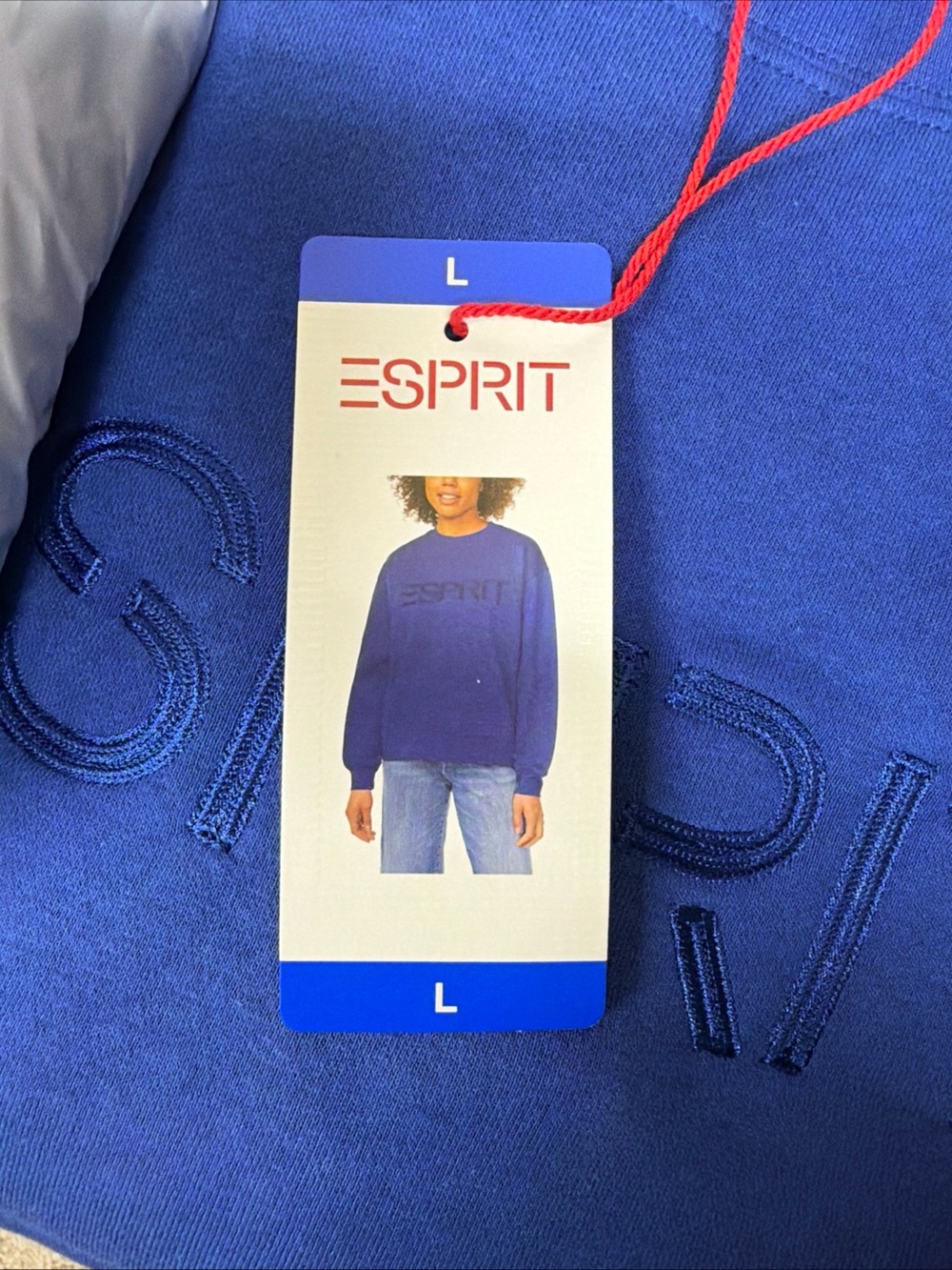 Esprit Royal Blue Embroidered Logo Crewneck Sweatshirt